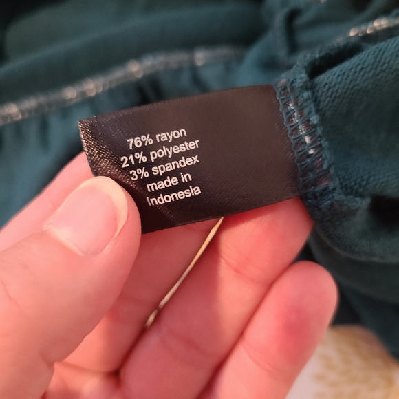 Lane Bryant winter green faux button layered peplum long sleeve top - Picture 8 of 8